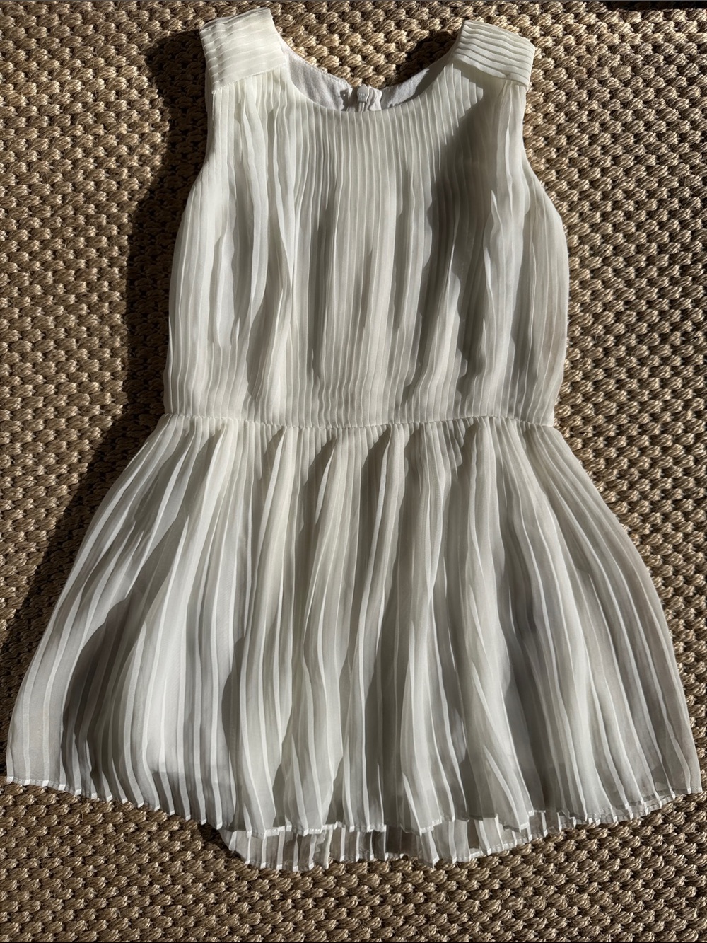 Girls Cream Pleated Sleeveless Party Dress